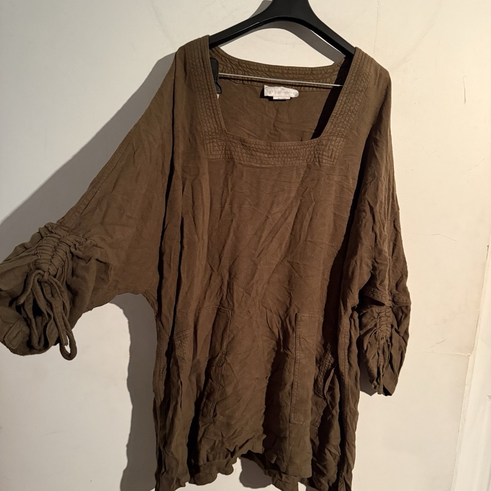 Soft Surroundings Women's Brown One Size Tunic Lagenlook Boho Coastal Minimalist